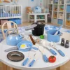 LEAN TOYS Set de utensilios de cocina ollas sartén cazo accesorios azul 32 piezas