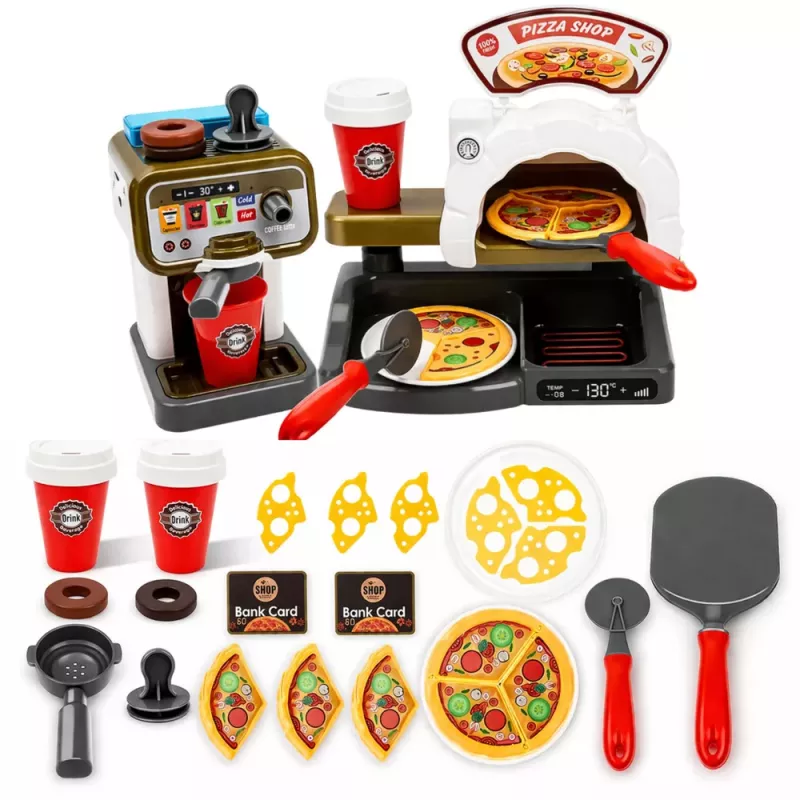 LEAN TOYS Set pizzería horno de pizza cafetera accesorios tienda