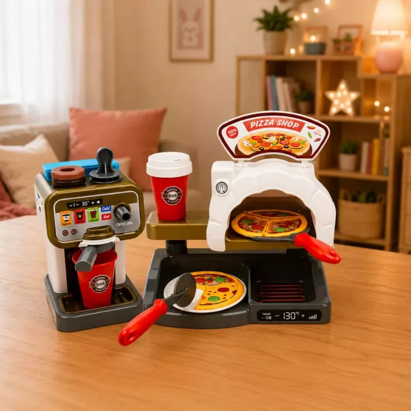 LEAN TOYS Set pizzería horno de pizza cafetera accesorios tienda