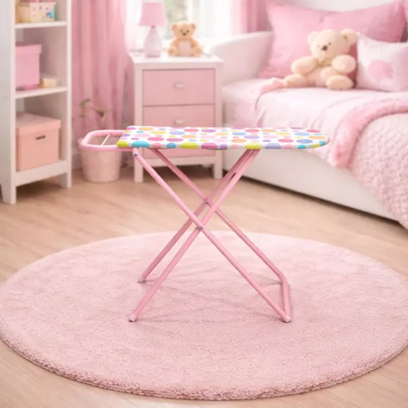 LEAN TOYS Tabla de planchar de juguete plegable de metal para niños Dots 61 cm