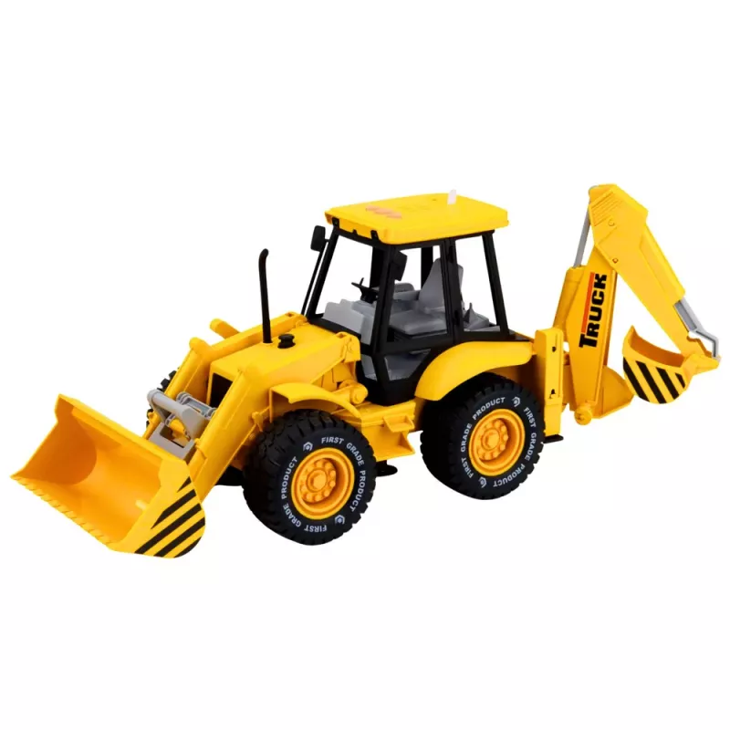 LEAN TOYS Maquinaria de construcción excavadora cargadora bulldozer con motor, luces, sonidos - amarillo