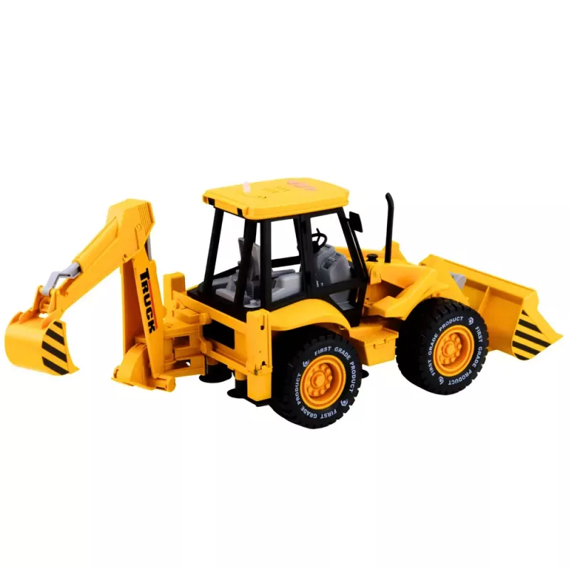 LEAN TOYS Maquinaria de construcción excavadora cargadora bulldozer con motor, luces, sonidos - amarillo