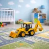 LEAN TOYS Maquinaria de construcción excavadora cargadora bulldozer con motor, luces, sonidos - amarillo