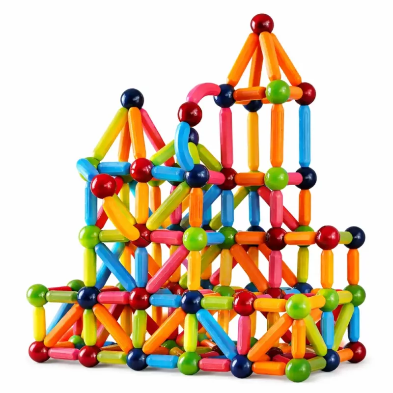 LEAN TOYS Set de barras de construcción magnéticas, creativo, multicolor, 166 piezas