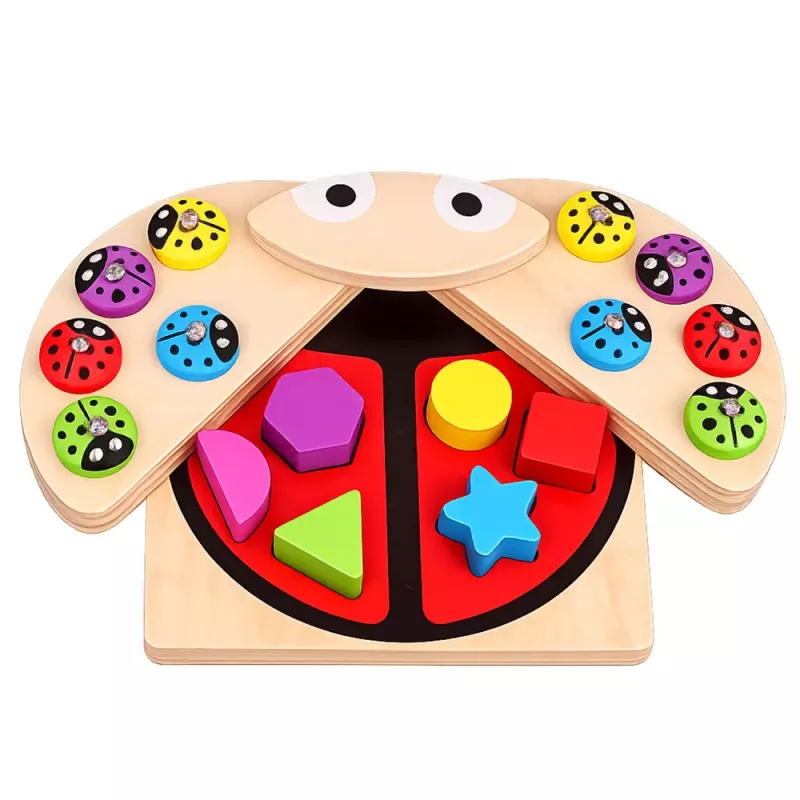 LEAN TOYS Juego de atrapar mariquitas de madera puzzle educativo clasificador de mariquitas
