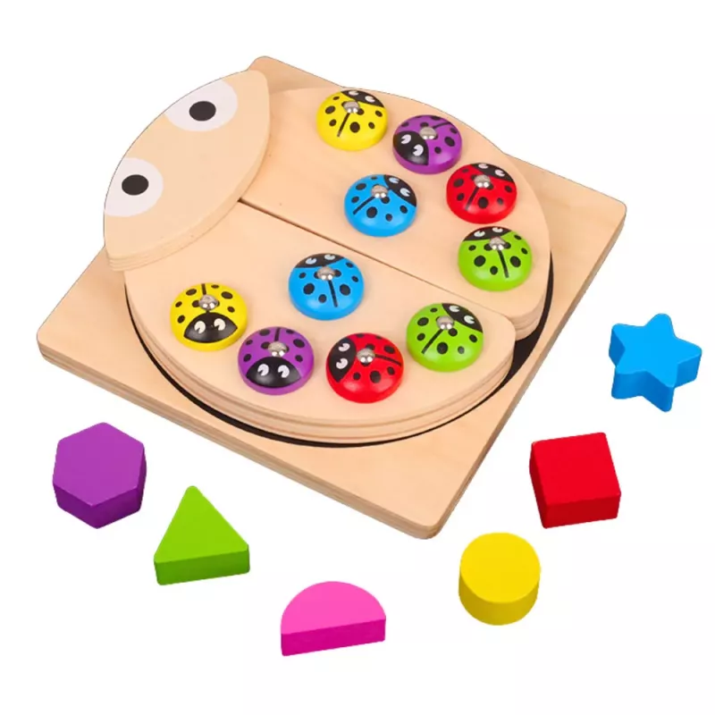 LEAN TOYS Juego de atrapar mariquitas de madera puzzle educativo clasificador de mariquitas