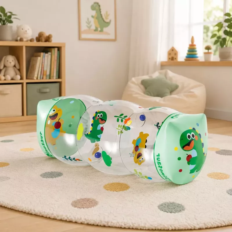 LEAN TOYS Rodillo de gateo inflable para niños pequeños dinosaurio 51 x 22 cm