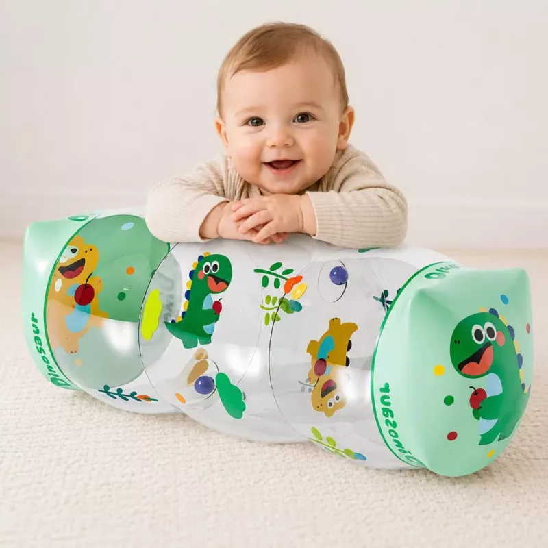 LEAN TOYS Rodillo de gateo inflable para niños pequeños dinosaurio 51 x 22 cm