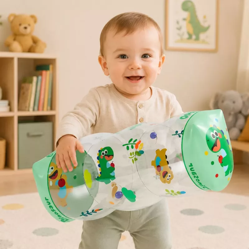 LEAN TOYS Rodillo de gateo inflable para niños pequeños dinosaurio 51 x 22 cm