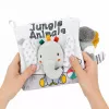 LEAN TOYS Libro sensorial de tela con elefante que cruje y chirría, gris