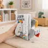 LEAN TOYS Libro sensorial de tela con elefante que cruje y chirría, gris