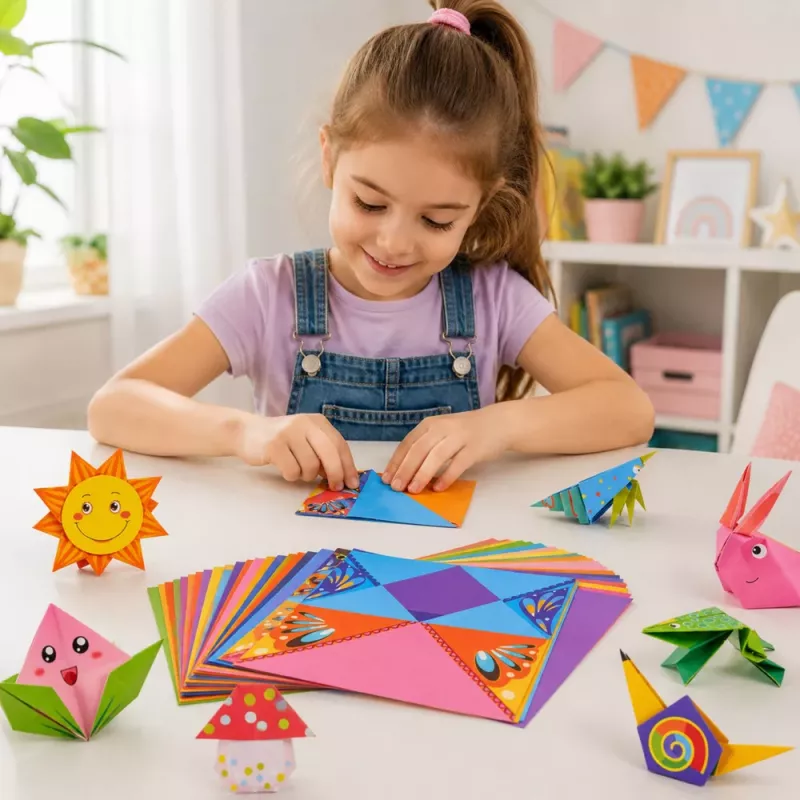 LEAN Set de origami con papel de colores y cuadernillo de instrucciones, 100 hojas