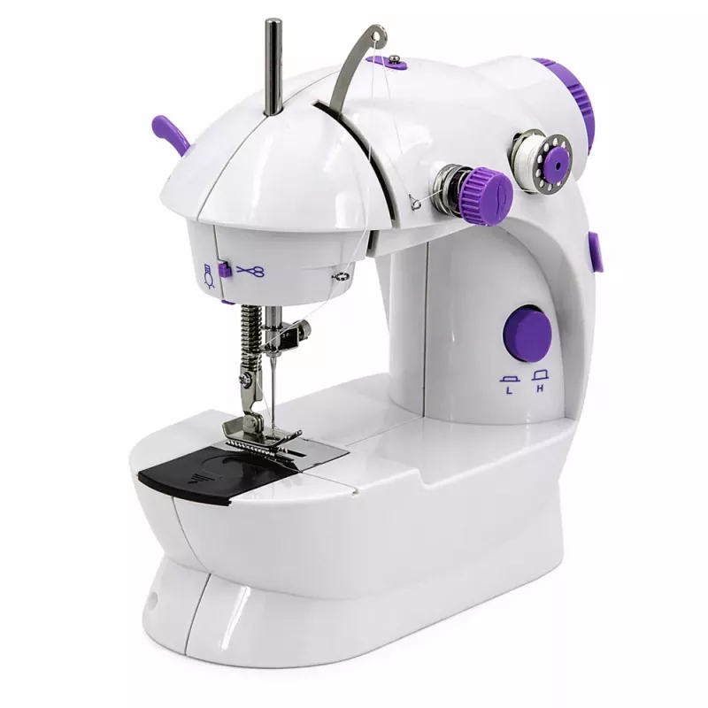 LEAN Mini máquina de coser con luz LED, portátil, 2 modos, accesorios, pedal