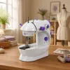 LEAN Mini máquina de coser con luz LED, portátil, 2 modos, accesorios, pedal