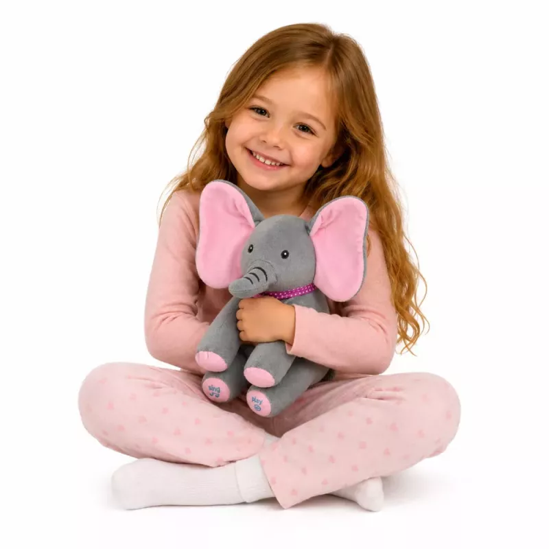 LEAN TOYS Peluche elefante interactivo mueve orejas toca melodías juego cucú