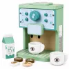 LEAN TOYS Set de cafetera de madera con tazas, leche y accesorios para niños
