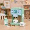 LEAN TOYS Set de cafetera de madera con tazas, leche y accesorios para niños