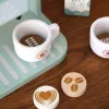LEAN TOYS Set de cafetera de madera con tazas, leche y accesorios para niños