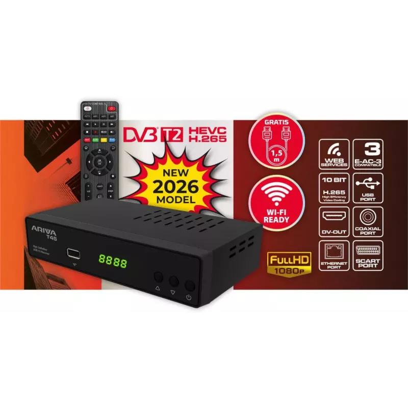 Ferguson Ariva T45 Receptor de TV digital DVB-T2 HD con USB PVR