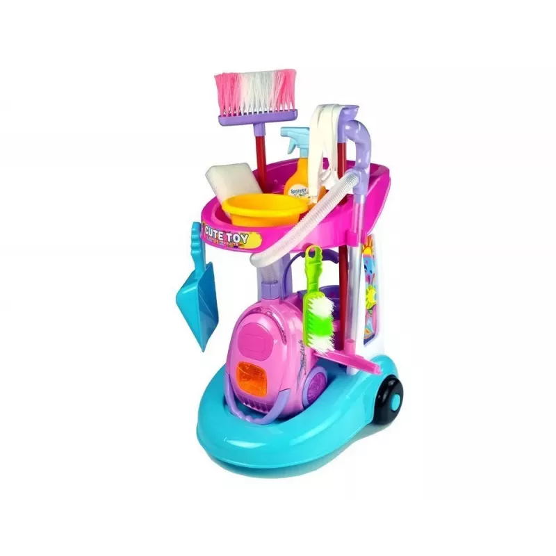 LEAN TOYS Set de limpieza en carrito con aspirador