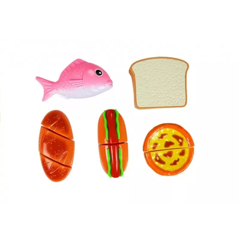 LEAN TOYS Set de perritos calientes para cortar ingredientes en una cesta