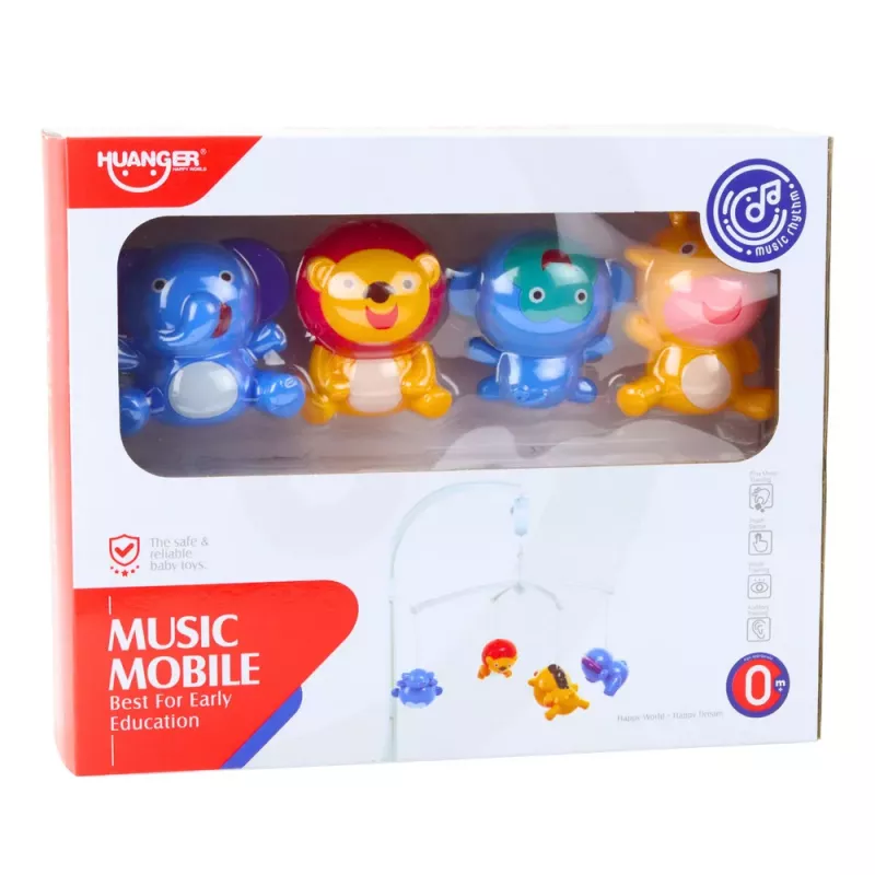LEAN TOYS Carrusel de cuna Animales León Elefante Jirafa con sonido