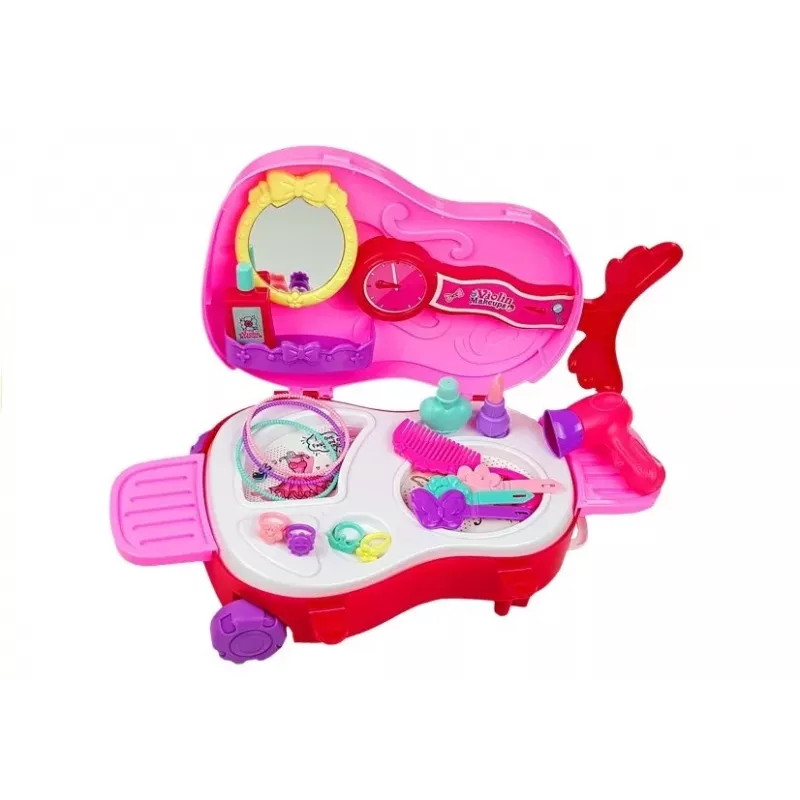 LEAN TOYS Tocador portátil con diseño de estuche de violín con espejo - Maletín de tocador de piel sintética Negro
