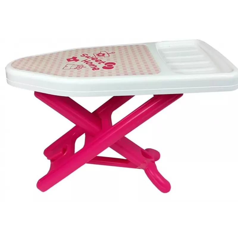 ROWE Set de planchar de juguete rosa con tabla de planchar y perchas
