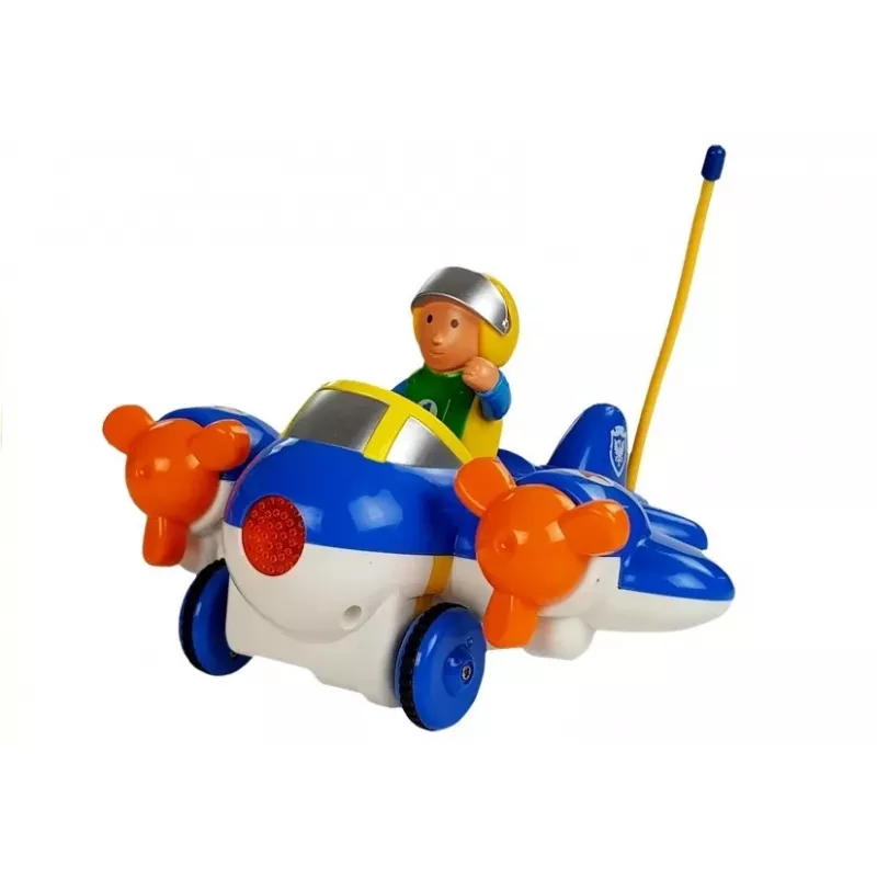 LEAN TOYS Avión R/C para bebé con mando de volante azul