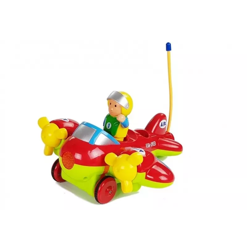 LEAN TOYS Avión R/C para bebé con mando de volante rojo