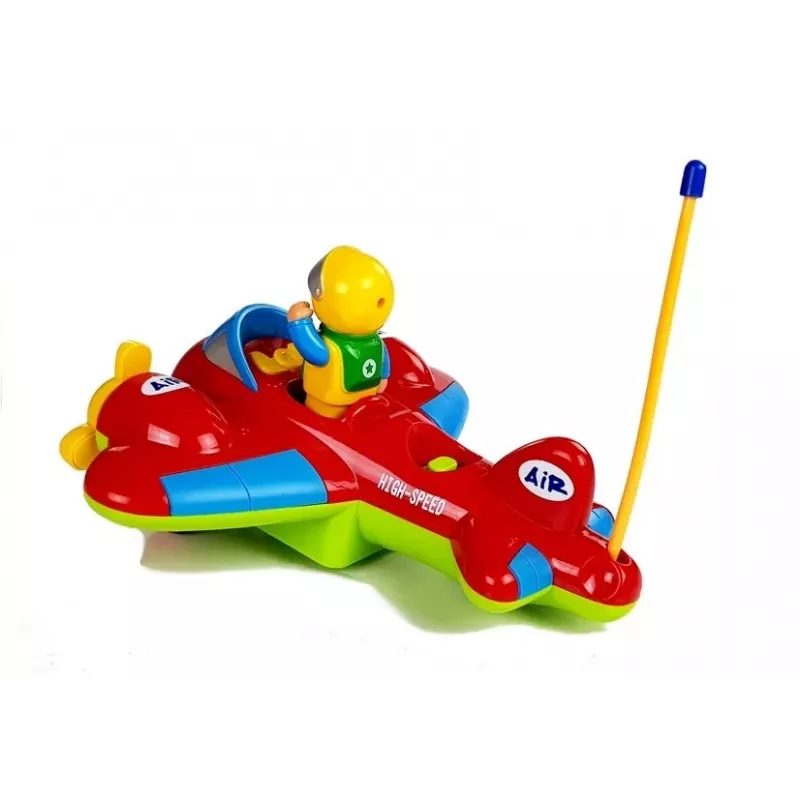 LEAN TOYS Avión R/C para bebé con mando de volante rojo