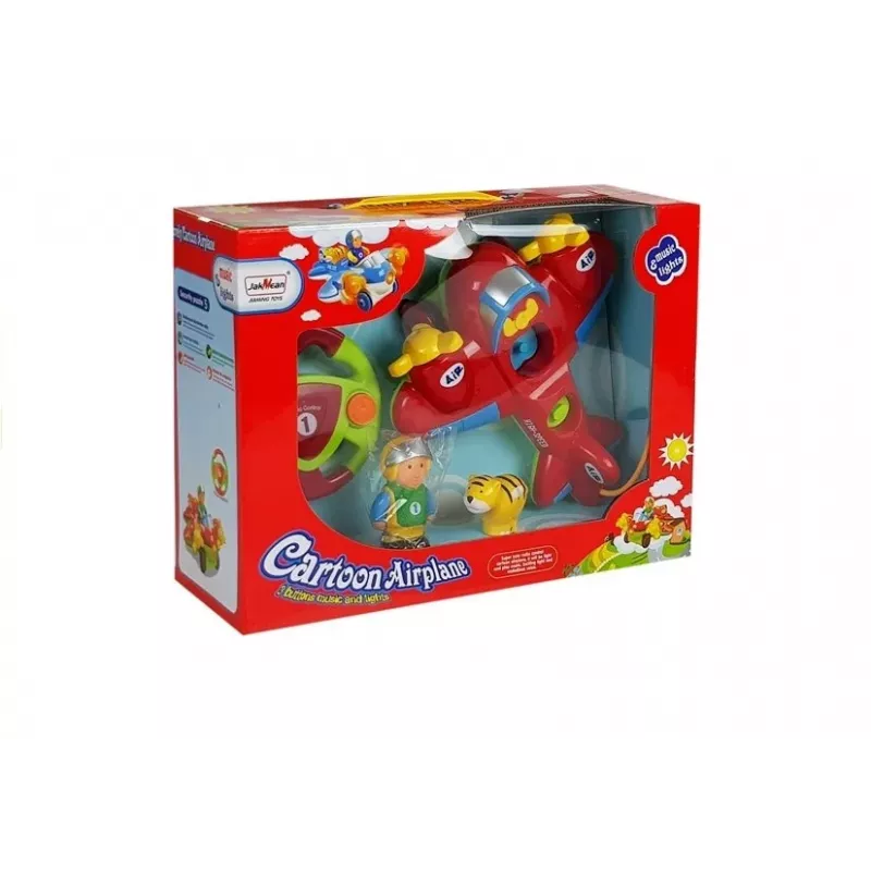 LEAN TOYS Avión R/C para bebé con mando de volante rojo