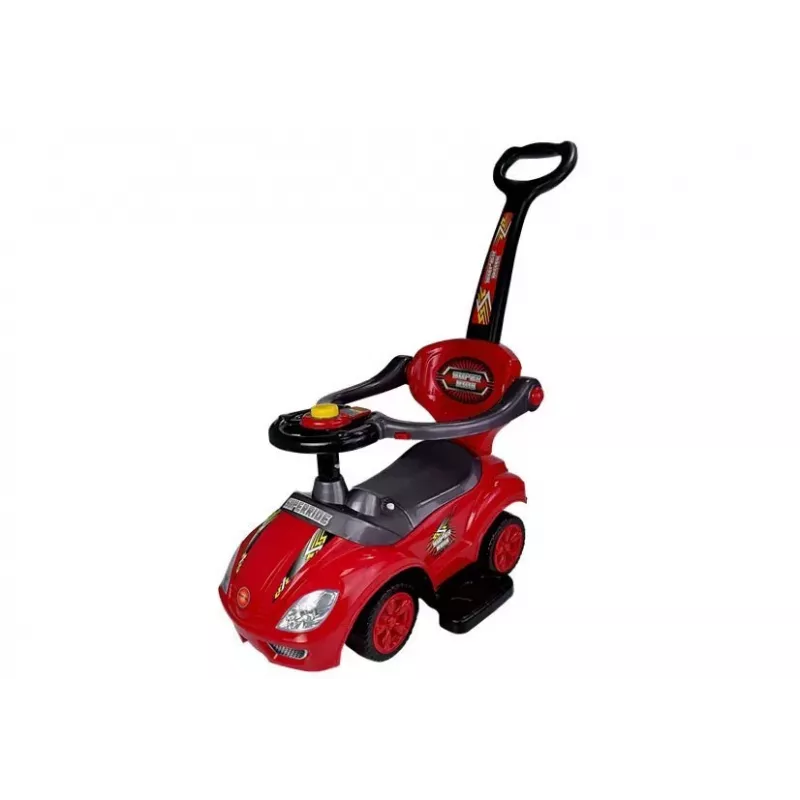 LEAN CARS Andador con empuje para niños pequeños con asa para padres Mega Car 3 en 1 rojo