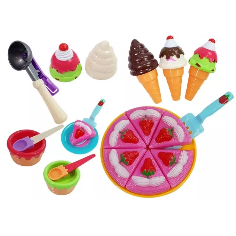 LEAN TOYS Set de dulces postres helado galletas accesorios - set de comida de juguete
