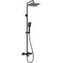 Alcachofa de ducha DEANTE Arnika Nero con grifería termostática de bañera, negro mate, cabezal de ducha de 250mm