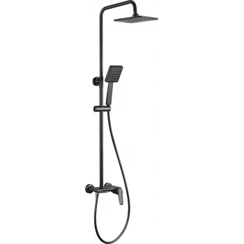 DEANTE Arnika Nero Set de ducha empotrado con ducha de lluvia y grifo, negro mate