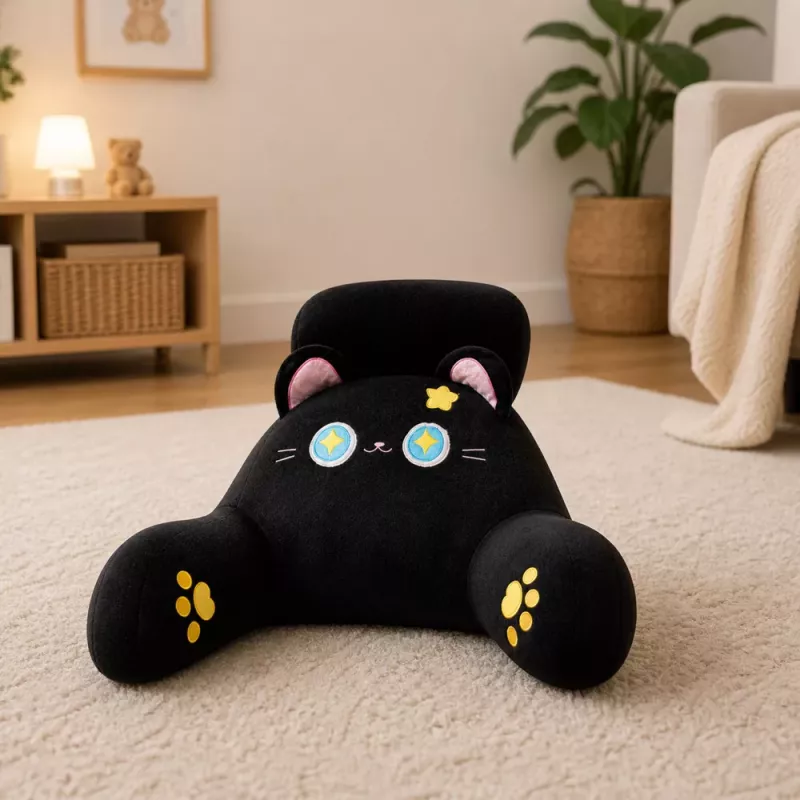 Cojín de asiento con respaldo LEAN TOYS para sillón cama gato negro 60 x 40 cm