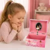 Caja de música de cuerda LEAN TOYS joyero para niños con espejo rosa