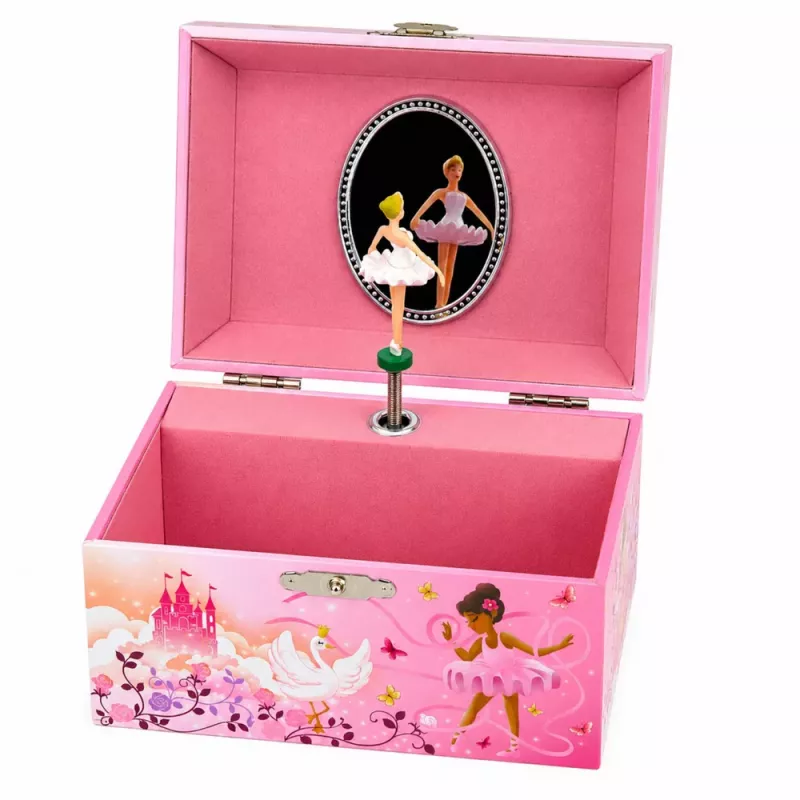 Caja de música de cuerda LEAN TOYS joyero para niños con espejo rosa
