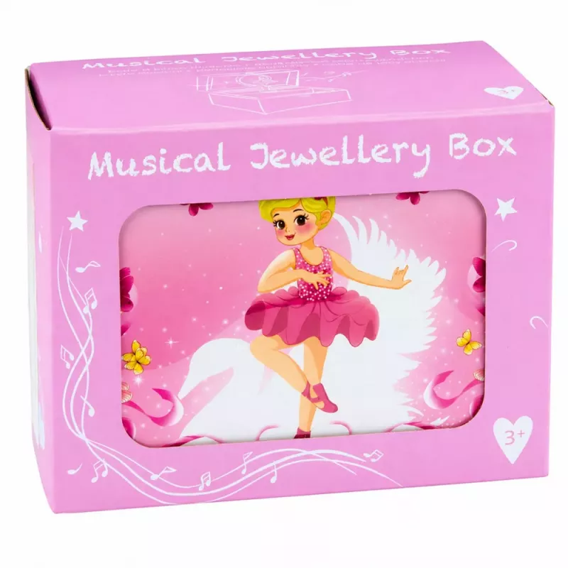 Caja de música de cuerda LEAN TOYS joyero para niños con espejo rosa
