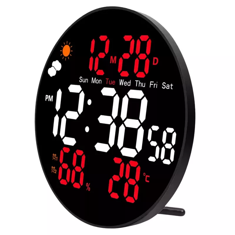 Reloj de pared digital LED LEAN fecha temperatura humedad alarma mando a distancia 25 cm