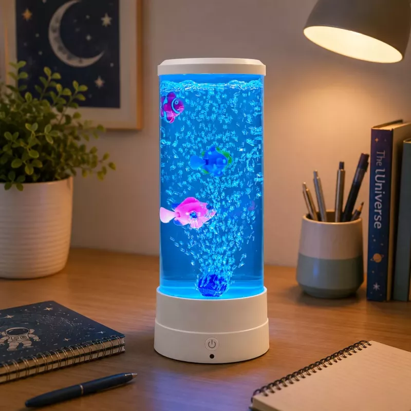 Lámpara nocturna decorativa LED LEAN RGB acuario con peces 16 colores USB blanco