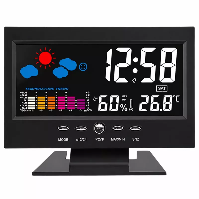 Reloj digital LEAN con termómetro e higrómetro de interior estación meteorológica LED