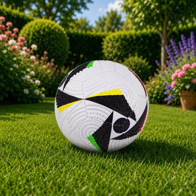 Balón de fútbol de entrenamiento LEAN TOYS para césped natural, blanco con estampado, talla 5 (22 cm)
