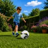 Balón de fútbol de entrenamiento LEAN TOYS para césped natural, blanco con estampado, talla 5 (22 cm)