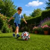 Balón de fútbol de entrenamiento LEAN TOYS para campos de césped, blanco y naranja, 22 cm, talla 5