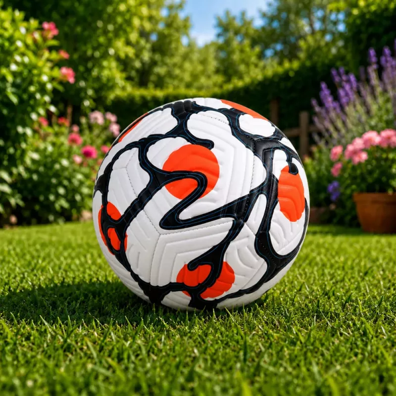Balón de fútbol de entrenamiento LEAN TOYS para campos de césped, blanco y naranja, 22 cm, talla 5
