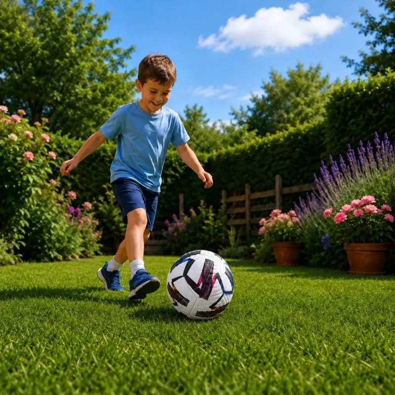 Balón de fútbol de entrenamiento LEAN TOYS para césped natural, blanco, estampado, 22 cm, talla 5