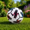 Balón de fútbol de entrenamiento LEAN TOYS para césped natural, blanco, estampado, 22 cm, talla 5