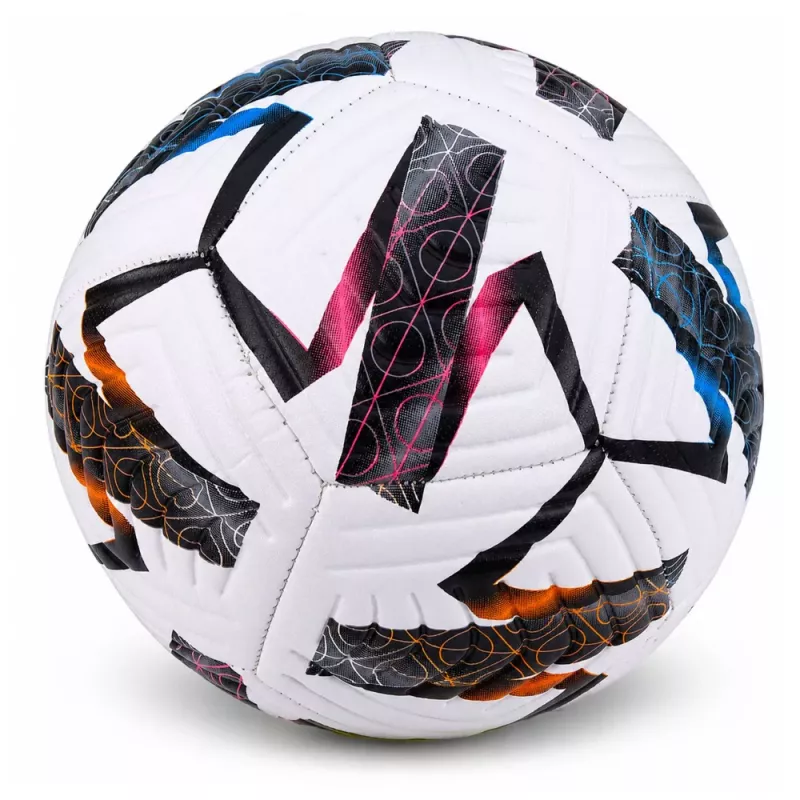 Balón de fútbol de entrenamiento LEAN TOYS para césped natural, blanco, estampado, 22 cm, talla 5